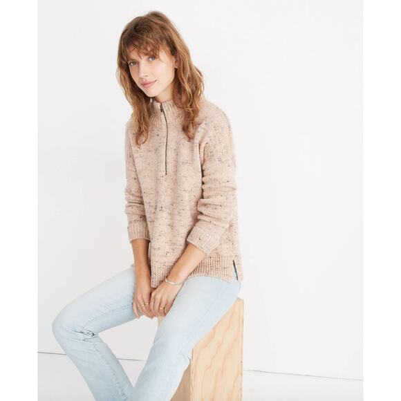 Madewell Half-Zip Popover Sweater Size Small Blush Pink Cozy Knit - Picture 7 of 7